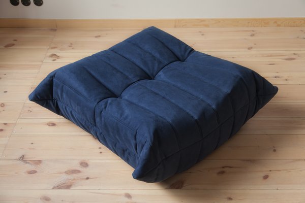 Vintage Navy Blue Microfiber Togo Living Room Set By Michel