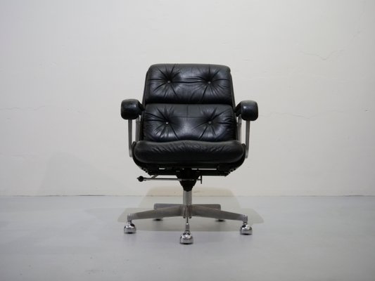 Black Leather Office Chair From Drabert, Small Leather Desk Chair