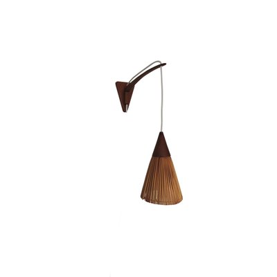 Danish Modern Teak Wall Mount Swing Arm Lamps 1960s Set Of 2