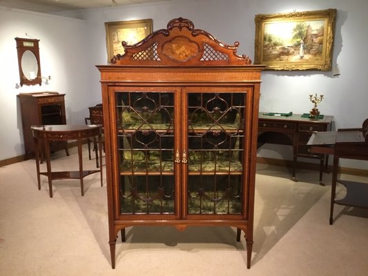 Edwardian Mahogany Inlaid China Cabinet 1900s For Sale At Pamono