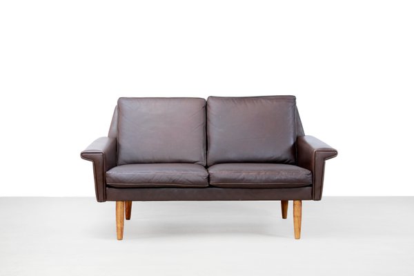 Danish Brown Leather 2 Seater Sofa From Vejen Polstermøbelfabrik 1960s Danish Brown Leather 2 Seater Sofa From Vejen Polstermøbelfabrik 1960s