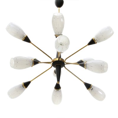 Italienischer Mid Century Kronleuchter Aus Messing Glas 1960er