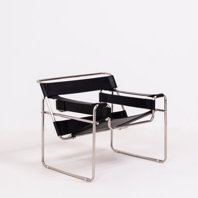Wassily Style Black Leather And Chrome Chair 1980s For Sale At Pamono