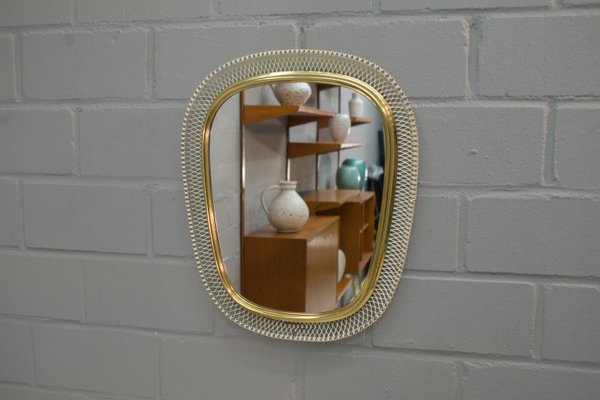 Mid Century White Golden Metal Wall Mirror 1950s For At Pamono Golden Metal Wall Mirror 1950s, Mid Century Wall Mirror Gold
