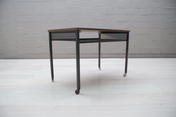 Vintage Formica Perforated Metal Rolling Table 1960s For Sale