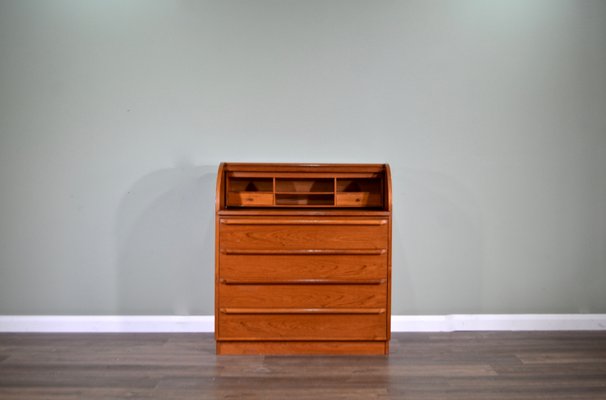 Mid Century Swedish Roll Top Teak Secretaire 1960s For Sale At Pamono