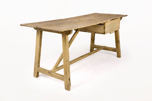 Antique Spanish Rustic Wooden Work Table 1800s For Sale At Pamono