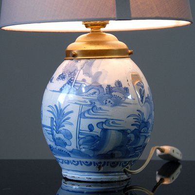 Antique Table Lamp From Royal Delft, Blue Delft Table Lamps