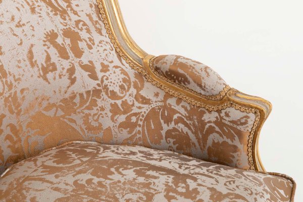 Louis Xv Style Off White Lacquer And Gilt Lounge Chairs 1950s Set Of 2