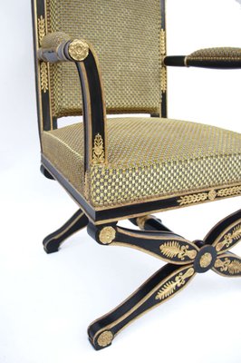 Antique Empire Style Black Lacquered, Black Antique Desk Chair