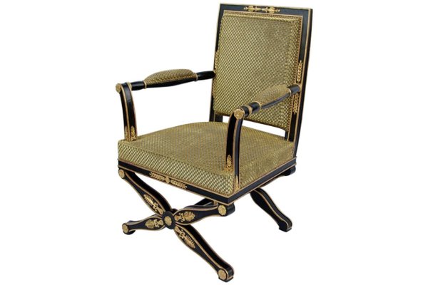 Antique Empire Style Black Lacquered Desk Chair 1900s For At Pamono Antique Empire Style Black Lacquered, Black Antique Desk Chair