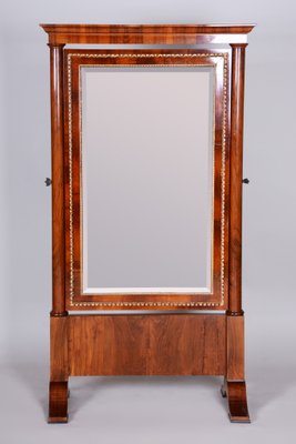 Antique Austrian Walnut Biedermeier, Full Length Tilting Mirror