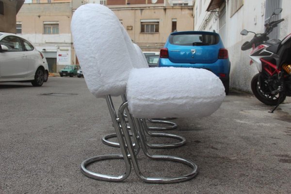 Italian Steel & Hairy Fabric Donut Chairs, 1970s, Set of 4 for sale at  Pamono