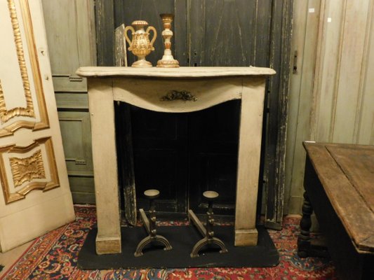 Antique 19th Century Beige Lacquered Wood Fireplace For Sale At Pamono