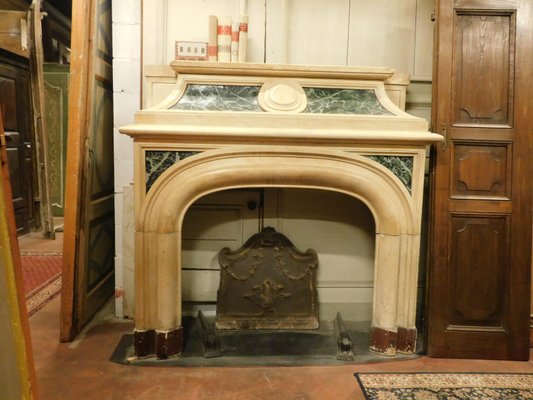 19th Century Antique Italian Green Lacquered Yellow Marble