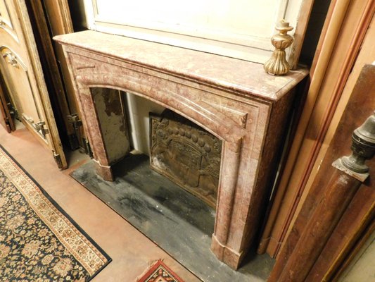 Antique Italian Linear Red Marble Fireplace For Sale At Pamono