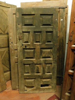 Antique Rustic Spanish Black Wooden Door With Panels 1600s For