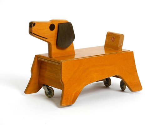 Vintage Wooden Dog Ride-On Toy from 