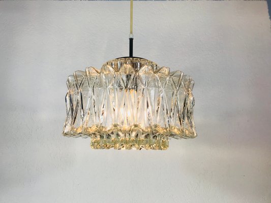 German Textured Crystal Ceiling Lamp From Limburg 1960s For Sale