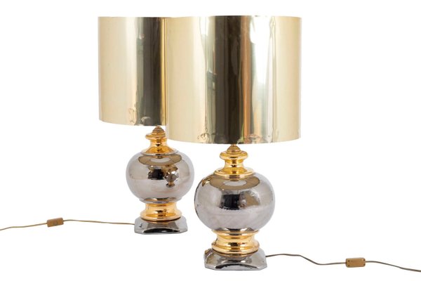 Golden And Silver Er Glazed Ceramic, Silver Ball Lamp