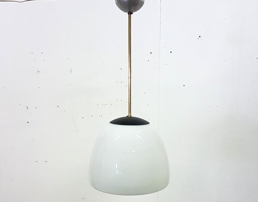 Opal Brass School Hanging Lamp From Philips 1920s For Sale At