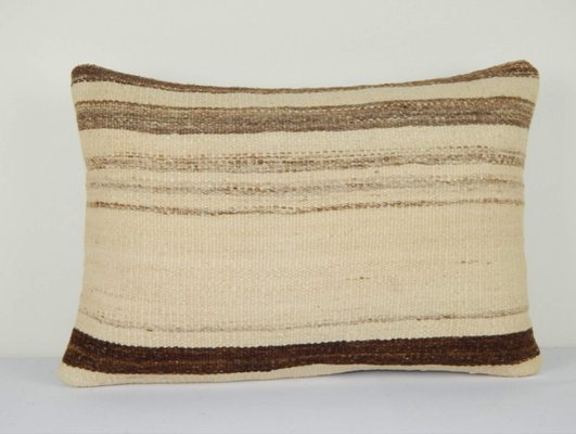 Natural Color Kilim Pillow Cover with Vintage African Mud Cloth Pillow Cover