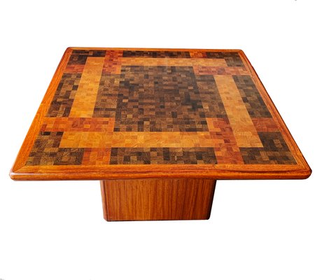 Danish Wood End Grain Mosaic Coffee Table By G L Christensen R Middelboe For Tranekær Furniture 1970s Danish Wood End Grain Mosaic Coffee Table By G L Christensen R Middelboe For Tranekær Furniture 1970s