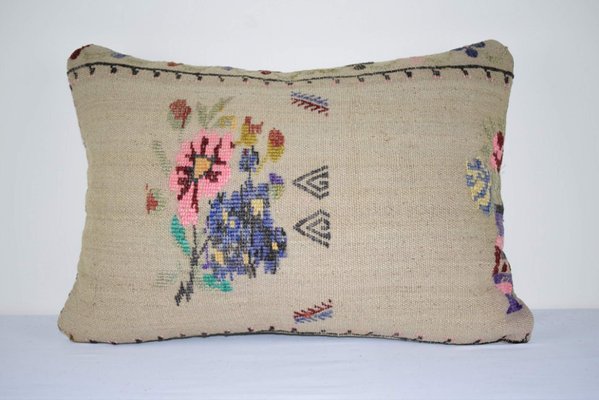 Embroidered Aubusson Chair Cushion Cover With Floral Pattern From