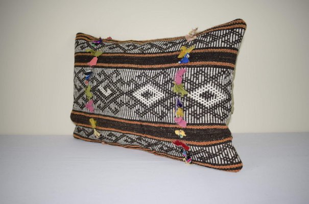 Long Turkish Kilim Rug Pillow Cover With Bohemian Decor From