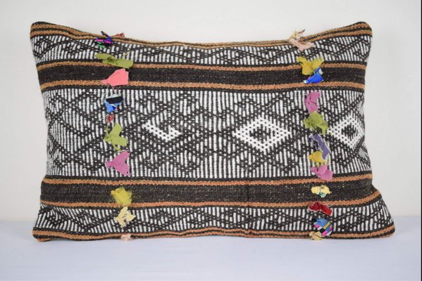Long Turkish Kilim Rug Pillow Cover With Bohemian Decor From