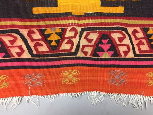 Red Orange Black And Pink Turkish Kilim Rug 1960s For At