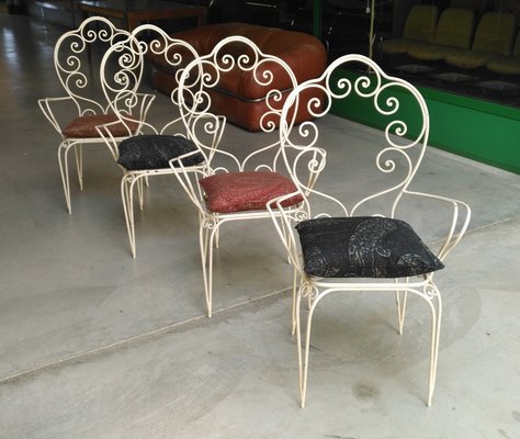 Vintage Lacquered Iron Garden Chairs, 1960s, Set of 4 for sale at