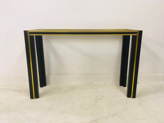 Vintage Italian Br Black Metal Console Table Mirror Set 1970s Vintage Italian Br Black Metal Console Table Mirror Set 1970s