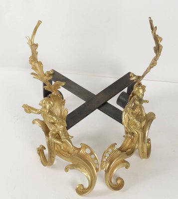 Antique Gilt Bronze Fireplace Irons Set Of 2 For Sale At Pamono