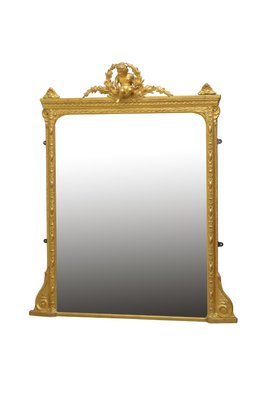 Antique Late Victorian Giltwood Mantel, Antique Brass Mantle Mirror