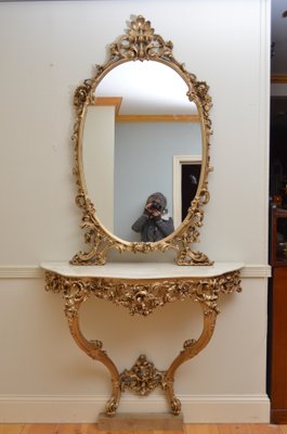 Antique Console Table Mirror For, Hall Table With Mirror And Hooks