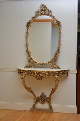 Antique Console Table Mirror For, Wood Frame Mirrored Console Table