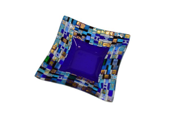 Dogal Q20 Blue Murano Glass Plate By Stefano Birello For Veve