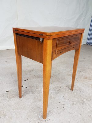 Mid Century Walnut Side Table With Integrated Singer Sewing