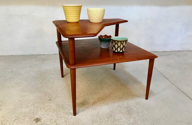 Mid Century Danish Solid Teak 2 Level Side Table by Peter Hvidt Orla M lgaard Nielsen for France S n 1960s