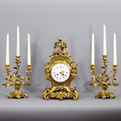Antique French Gilt Bronze Striking Mantel Clock And Garniture Set By Vincenti Cie 1860s For Sale At Pamono Check out our french antique ormolu clock selection for the very best in unique or custom, handmade pieces from our shops. antique french gilt bronze striking mantel clock and garniture set by vincenti cie 1860s