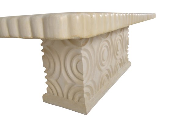 Belgian Resin Plaster Table With Geometric Roundels And Central Base 2016 Belgian Resin Plaster Table With Geometric Roundels And Central Base 2016