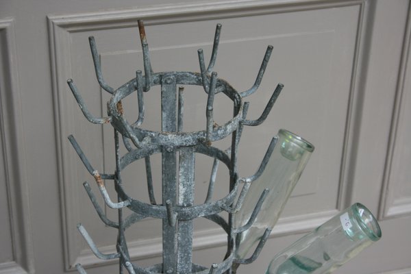 Vintage Reproduction Metal Bottle Drying Rack With 76 Pegs