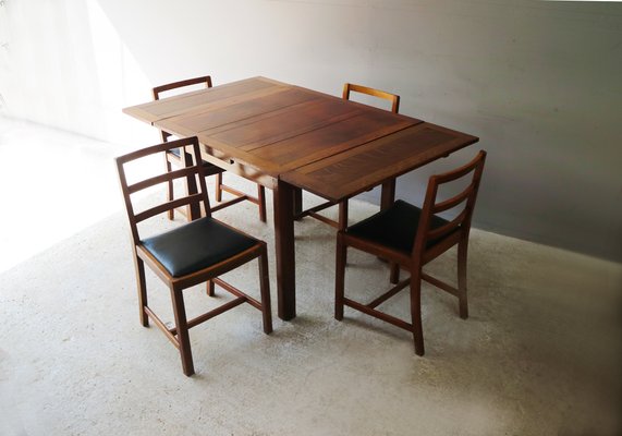 Vintage Oak Dining Table Set With Chairs 1920s