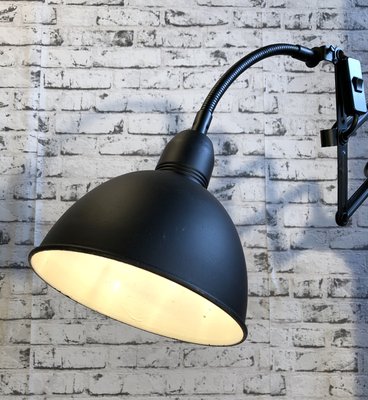 Vintage Industrial Black Scissor Wall Lamp from Elektroinstala, 1960s Vintage Industrial Black Scissor Wall Lamp from Elektroinstala, 1960s