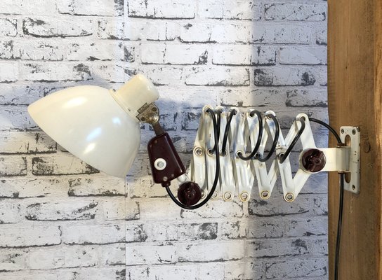 Industrial White Scissor Lamp from VEB, 1960s Industrial White Scissor Lamp from VEB, 1960s