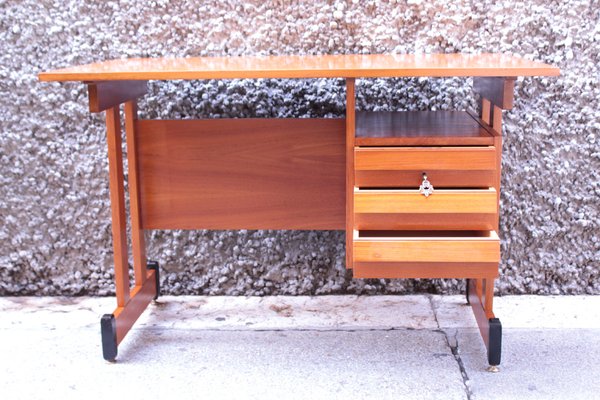 Vintage Italian Wooden Desk With 3 Drawers 1950s For Sale At Pamono