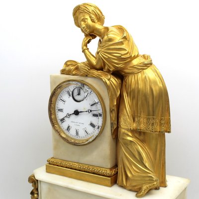 19th-Century Louis Philippe French Gilt Bronze and Marble Pendulum Clock  for sale at Pamono