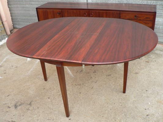 Round Mid Century Scandinavian Rosewood Veneer Extendable Dining Table For Sale At Pamono
