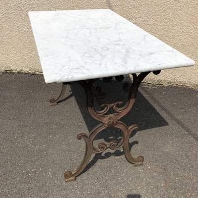 Antique French Cast Iron Marble Bistro Table 1900s For Sale At
